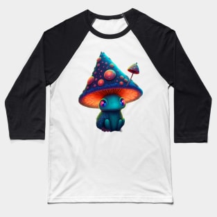 magical toadstool mushroom character sleepy face Baseball T-Shirt